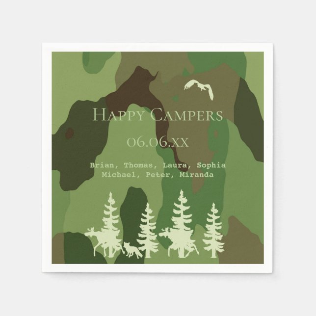 Serviette En Papier Chasseurs verts forestiers camouflage des campeurs (Devant)