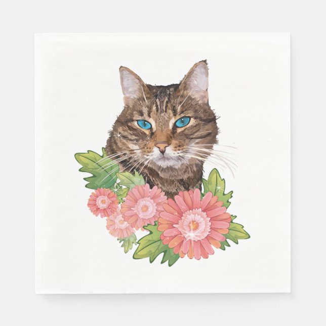 Serviette En Papier chat                           (Devant)