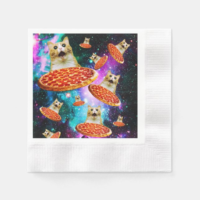 Serviette En Papier Chat à pizza de l'espace amusant (Devant)