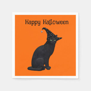 Serviette En Papier Chat à sorcière noire mignonne