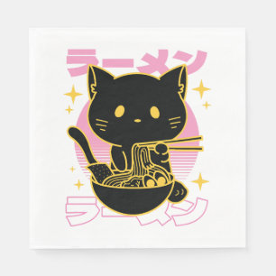Serviette En Papier Chat animal mangeant ramène nourriture