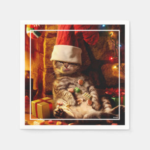 Serviette En Papier Chat avec prise sur la tête