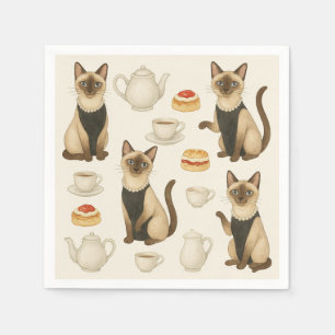 Serviette En Papier Chat ayant l'après-midi Tea Party Londres Angleter