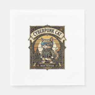 Serviette En Papier Chat Cyberpunk Chat Cyberpunk Vintage