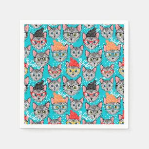Serviette En Papier Chat dans le casquette