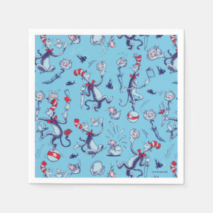 Serviette En Papier Chat Dans Le Casquette   Motif bleu