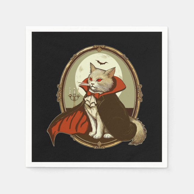 Serviette En Papier Chat d'Halloween, Comte Catula (Devant)