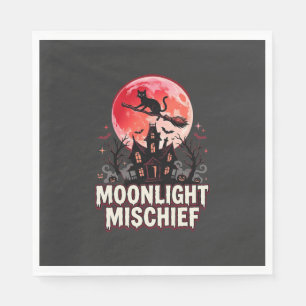 Serviette En Papier Chat d'Halloween Lumière de Lune Méfait