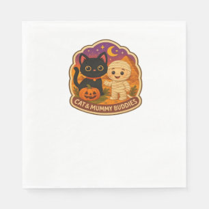 Serviette En Papier Chat d'Halloween mignonne et broderie maman Stic P