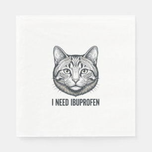 Serviette En Papier Chat drôle Ibuprofène Dessin de gravure vintage_1