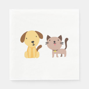 Serviette En Papier Chat et chien  