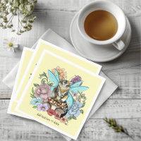 Chat féerique tabby pastel fantaisiste floral