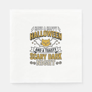 Serviette En Papier Chat Halloween Vintage Création Nuit Sombre Effray