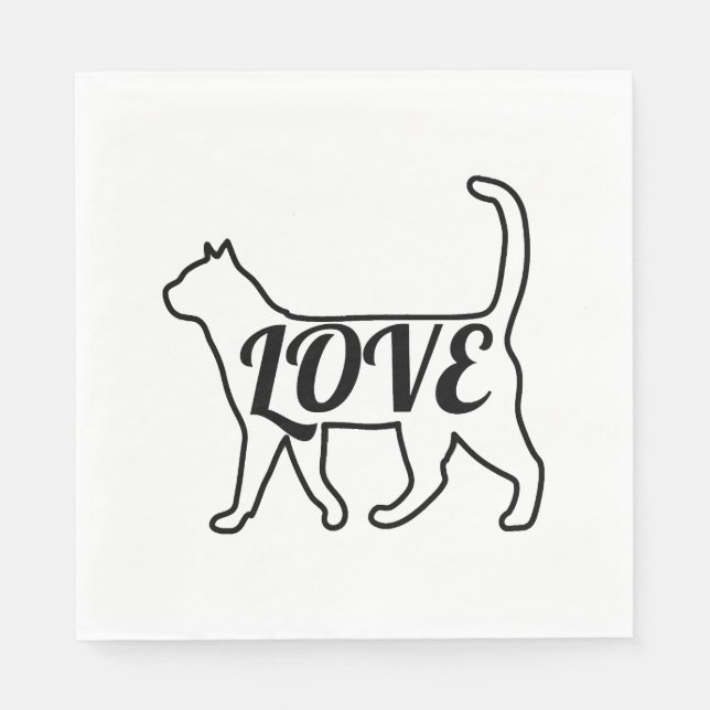 Serviette En Papier Chat Love (Devant)