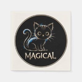 Serviette En Papier Chat magique