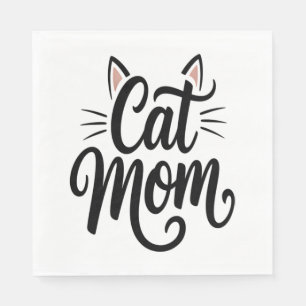 Serviette En Papier Chat Maman Whiskers et Oreilles