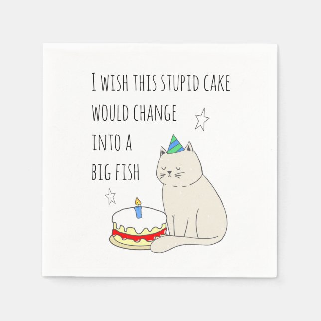 Serviette En Papier Chat mignonne's Birthday Cake Wish (Devant)