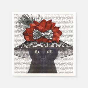 Serviette En Papier Chat noir avec Casquette fabuleux