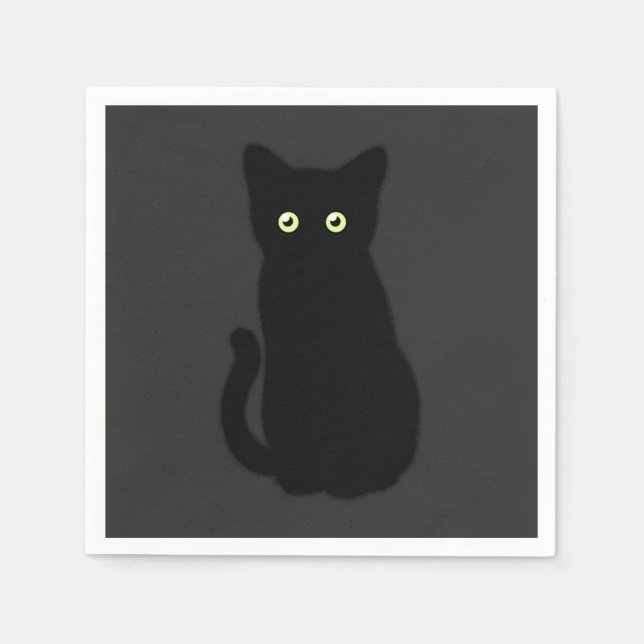 Serviette En Papier Chat noir, chaton mignon, plaisir spottaculaire (Devant)