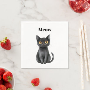 Serviette En Papier Chat Noir Miaou