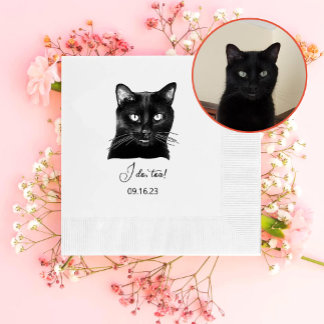 Serviette En Papier Chat noir Personnalisé Je fais aussi