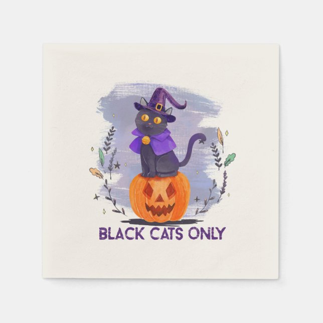 Serviette En Papier Chat noir uniquement (Devant)