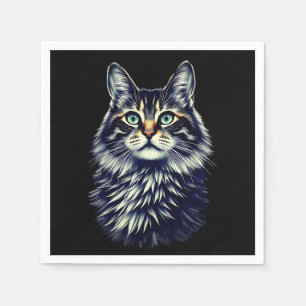 Serviette En Papier Chat oeil vert