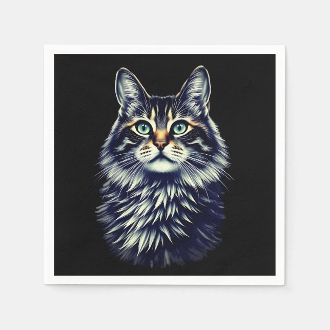 Serviette En Papier Chat oeil vert (Devant)