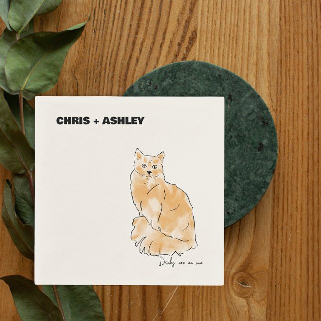 Serviette En Papier chat orange Chaton animal de compagnie Cocktail Na (Créateur téléchargé)