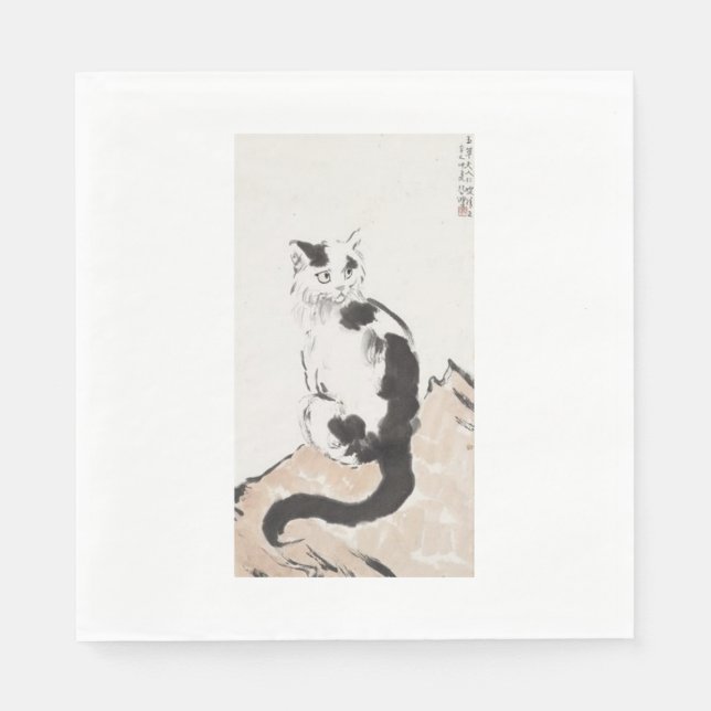 Serviette En Papier Chat (par Xu Beihong) (Devant)