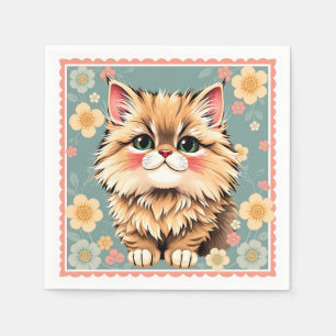 Serviette En Papier Chat persan jouant