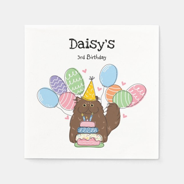 Serviette En Papier Chat Perse Brown Longhair Papier Anniversaire (Devant)