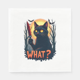 Serviette En Papier Chat Quel Chat Noir Meurtrier Avec Costume Couteau