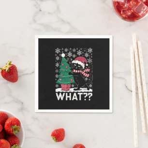 Serviette En Papier Chat quoi drôle de chat noir poussant l'arbre de N