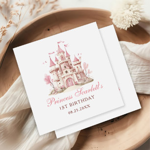 Serviette En Papier Château Princesse Rose Fête d'anniversaire de fill