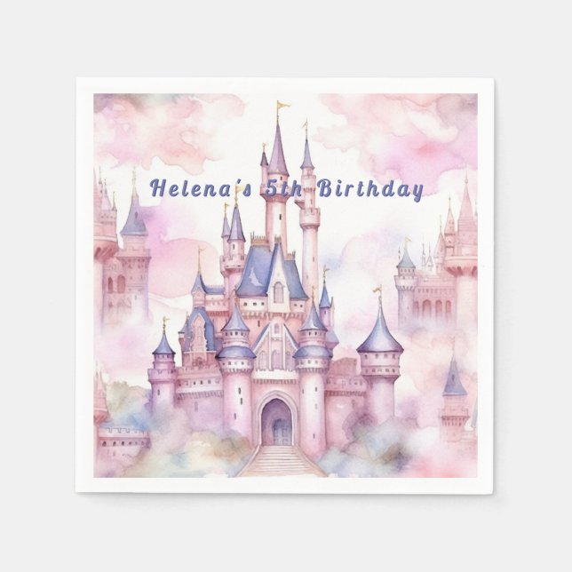 Serviette En Papier Château Princesse Rose Violet (Devant)