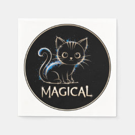 Serviette En Papier Chaton magique