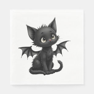 Serviette En Papier Chaton noir grincheux d'Halloween en costume de ch