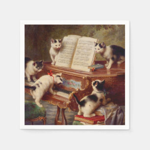 Serviette En Papier Chatons et piano