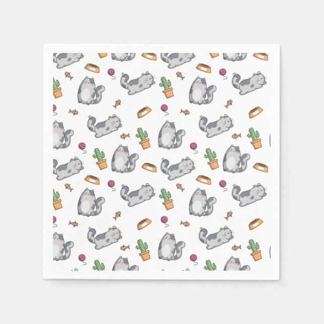 Serviette En Papier Chats (Devant)