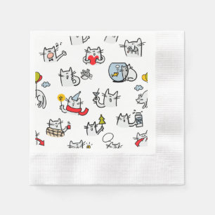Serviette En Papier Chats amusants, lait et magie.