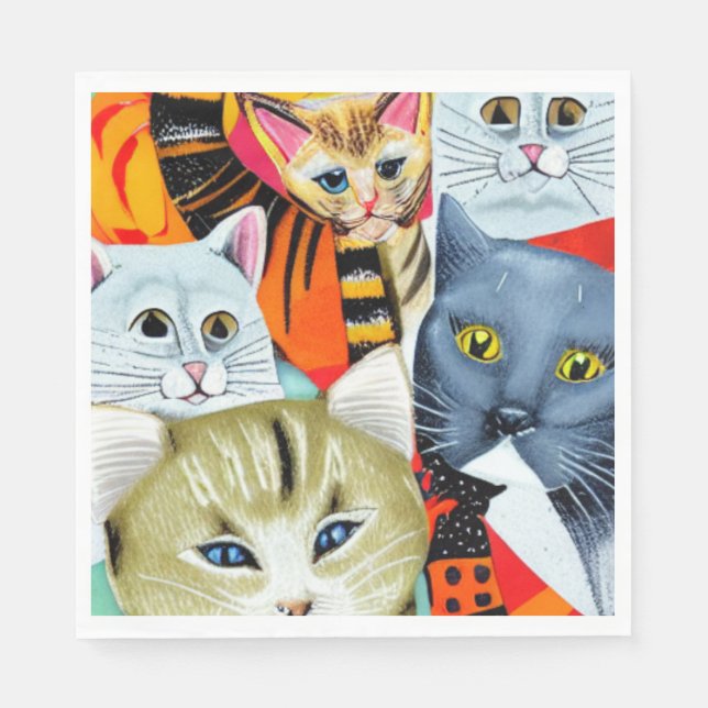 Serviette En Papier Chats Beaux et Beaux (Devant)