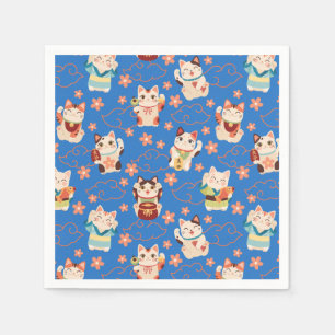 Serviette En Papier Chats Chanceux Maneki Neko Personnalisés