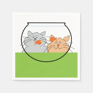 Serviette En Papier Chats dans un bol de pêche