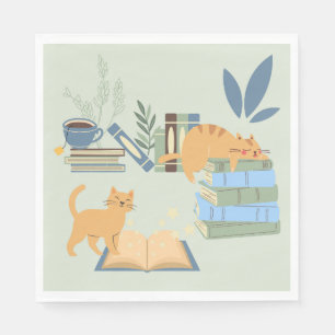 Serviette En Papier Chats de bibliothèque