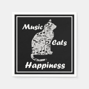 Serviette En Papier Chats de musique Bonheur - Citation d'amoureux de