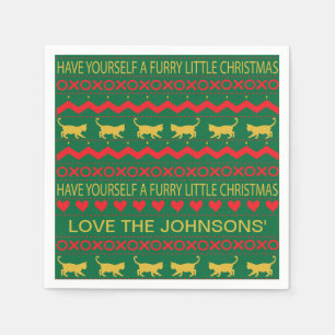 Serviette En Papier Chats de Noël en peluche