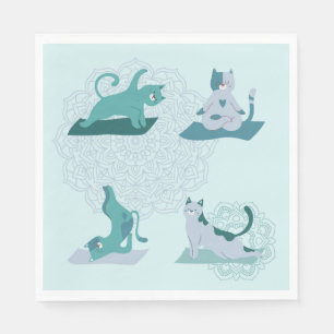 Serviette En Papier Chats de Yoga Verts