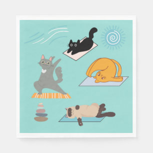 Serviette En Papier Chats drôles au yoga