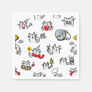 Serviette En Papier Chats drôles, lait et magie.